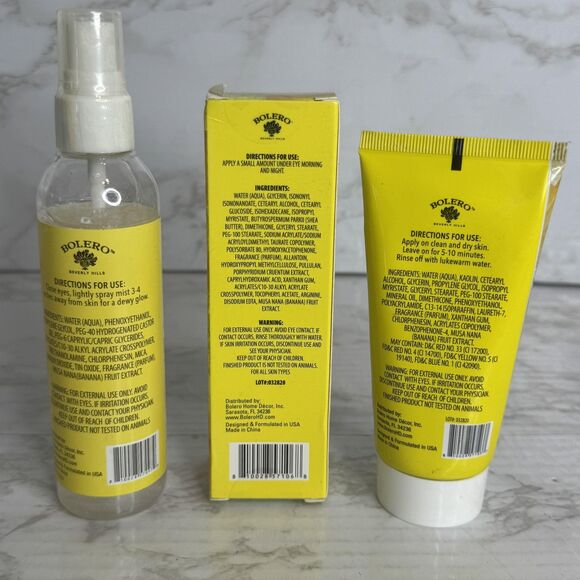 Bolero Beverly Hills Banana Blast Jelly Mist Eye Cream Clay Mask Skincare Set - Picture 8 of 9